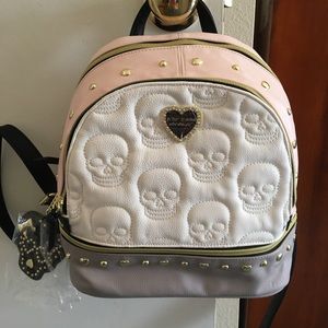 Betsey Johnson NWOT skull mini backpack purse